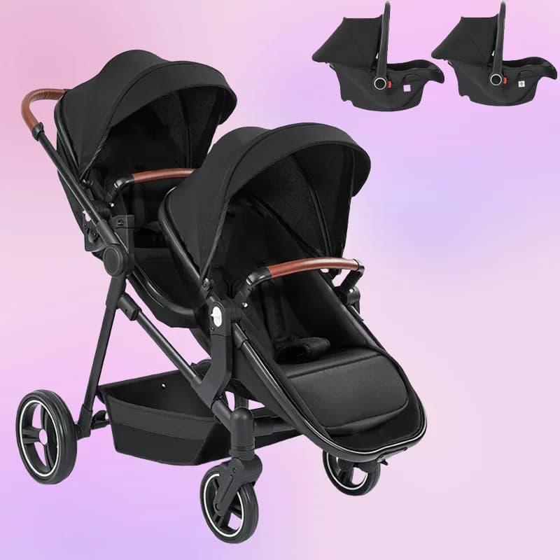 3in1 Twins kinderwagen met autostoel Lichtgewicht klein gevouwen handbagage multifunctionele kinderwagens