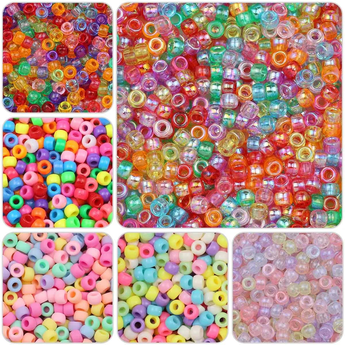 200-1200 Stuks veelkleurige Groot Gat Pony Kralen Plastic Kralen Voor Armbanden Maken DIY Ambachten Sieraden Sleutelhangers en Decoraties
