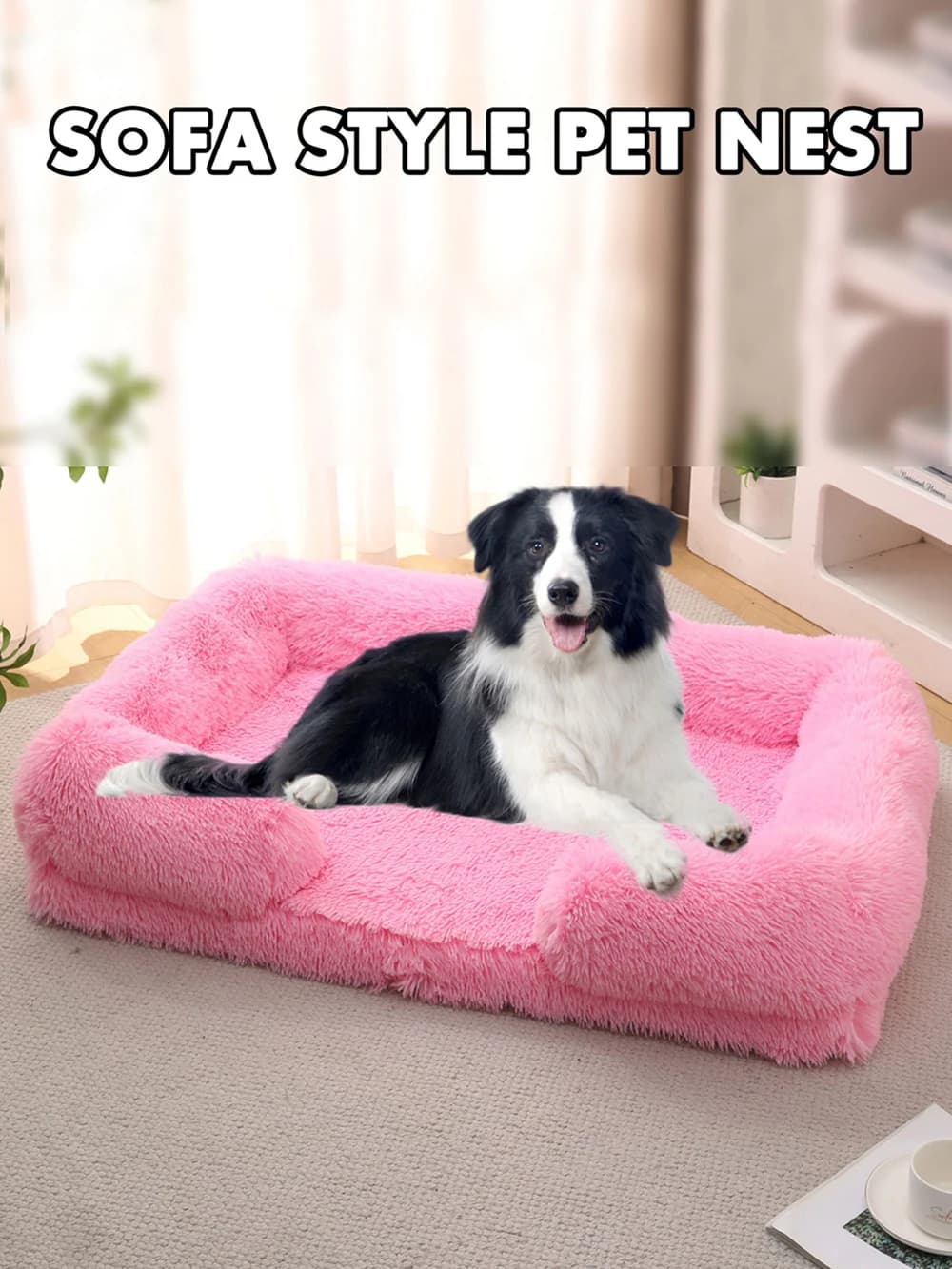 Halfomhullende, volledig gevulde, medium hondenbed, winterwarm, grote hondenbank, zacht vierkant kattenbed, hondenkennel, pluche puppyhuis accessoires