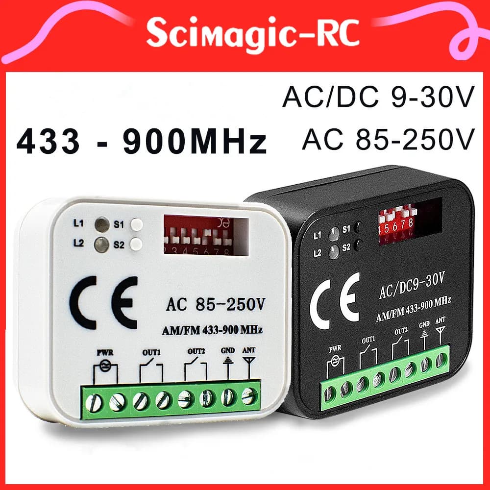 Universele Frequentie 300-900 MHz Garagedeur Ontvanger AC DC 9-30 V AC 85-250 V 2CH Schakelaar Module 433 868 MHz Zender