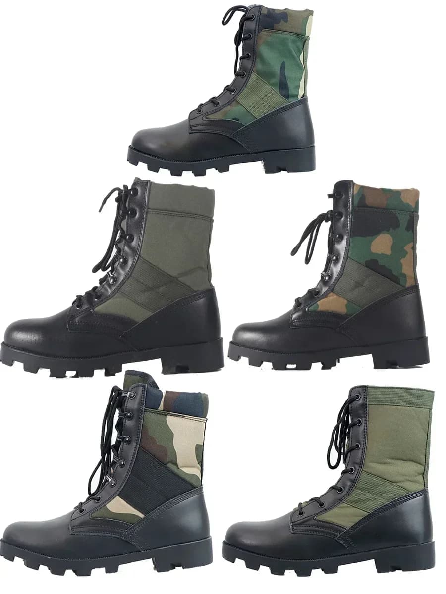 Waterdichte buitenschoenen met veters, ademend canvas, camouflage, tactische gevechtswoestijn enkellaarzen, herenlaarzen