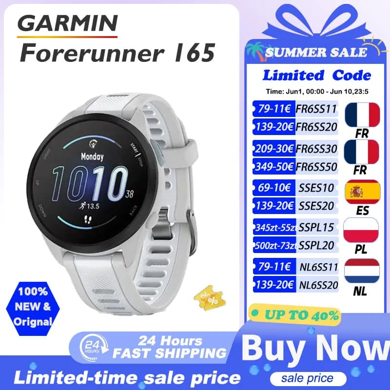 GARMIN Forerunner 165 pulsoximeter sensor stress tracking polsbased hardloopdynamiek polsbased hartslag crosstraining