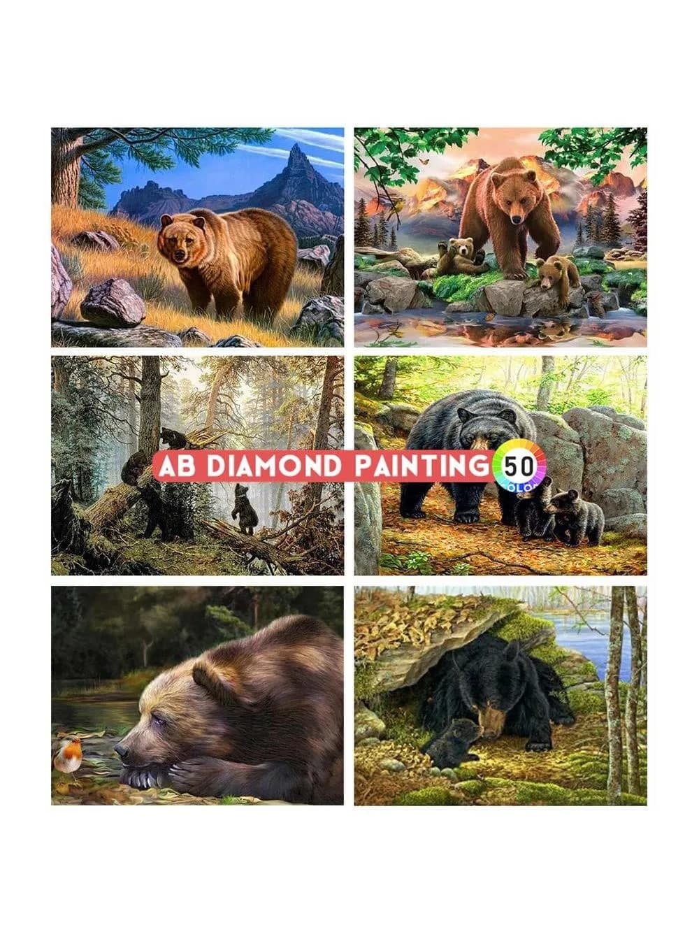 Ab Diamond Painting 5d Beer Diy Borduurwerk Dier Mozaïek Kruissteek Volledig Vierkant Rond Handwerk Muurstickers Home Decor