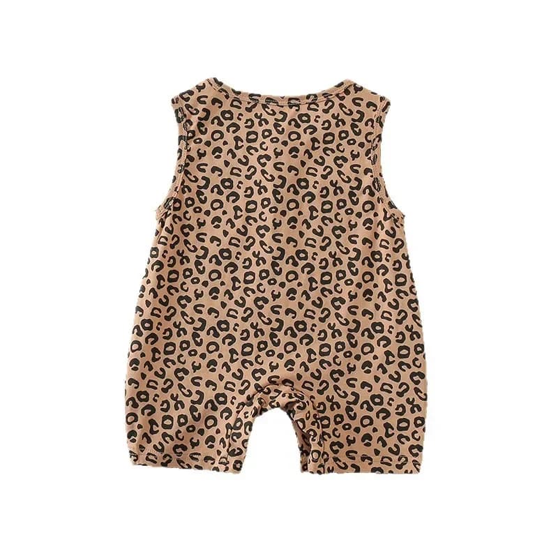 0-3Y Jongens Meisjes Luipaardprint Bodysuit 2026 Zomer Baby Mouwloze O-hals Korte Romper Pasgeboren Een stuk Kleding