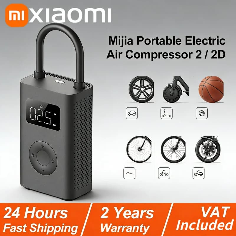 Xiaomi Mijia draagbare elektrische luchtcompressor 2/2D, slimme digitale bandenspanningsdetector, multitool elektrische luchtpomp 2