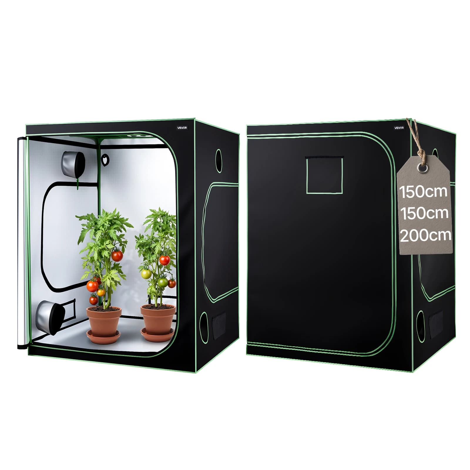 SucceBuy Indoor Kweektent Set, Indoor Plantentent met Ventilatiesysteem, Hoog Reflecterende Mylar Kweektenten voor Bloemen en Groenten
