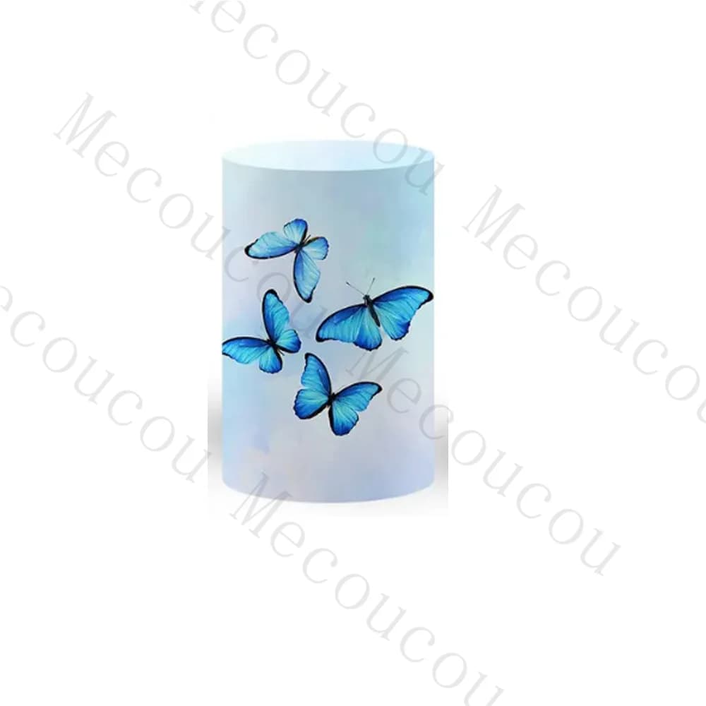 Blauwe en roze vlinder bloem thema achtergrond aangepaste kinderen verjaardagsfeestje kolom cover cake tafel basis decoratie rekwisieten
