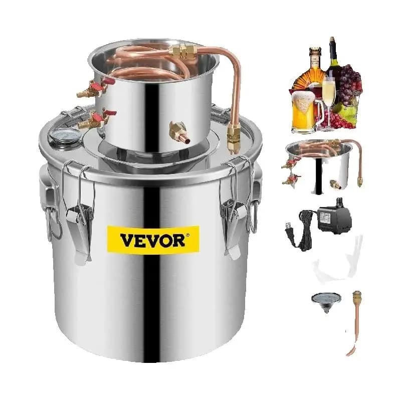 SucceBuy 3 5 8 Gal Distilleerder Moonshine Alcohol Brouwen Water Wijn Essentiële Olie Brouwen Kit Roestvrij Koper met Pomp voor Thuis DIY