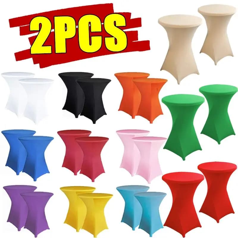 2/1PC Hoogte Stretch Rond Tafelkleed Cocktailtafel Cover Spandex Tafelkleed Bar Hotel Party Bruiloft Elastisch Tafelkleed Decor