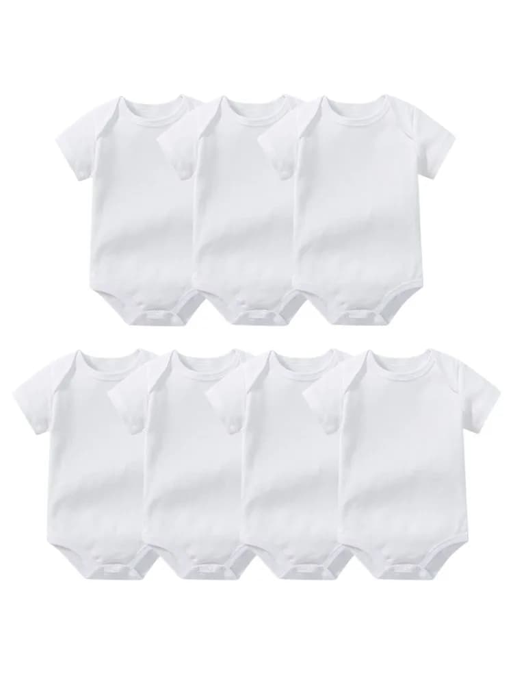 7 stuks dikke 100% katoenen baby rompertjes voor pasgeborenen, zomerse babyjumpsuits, rompers, onesies, groeiende jumpsuits, één-delige pakjes