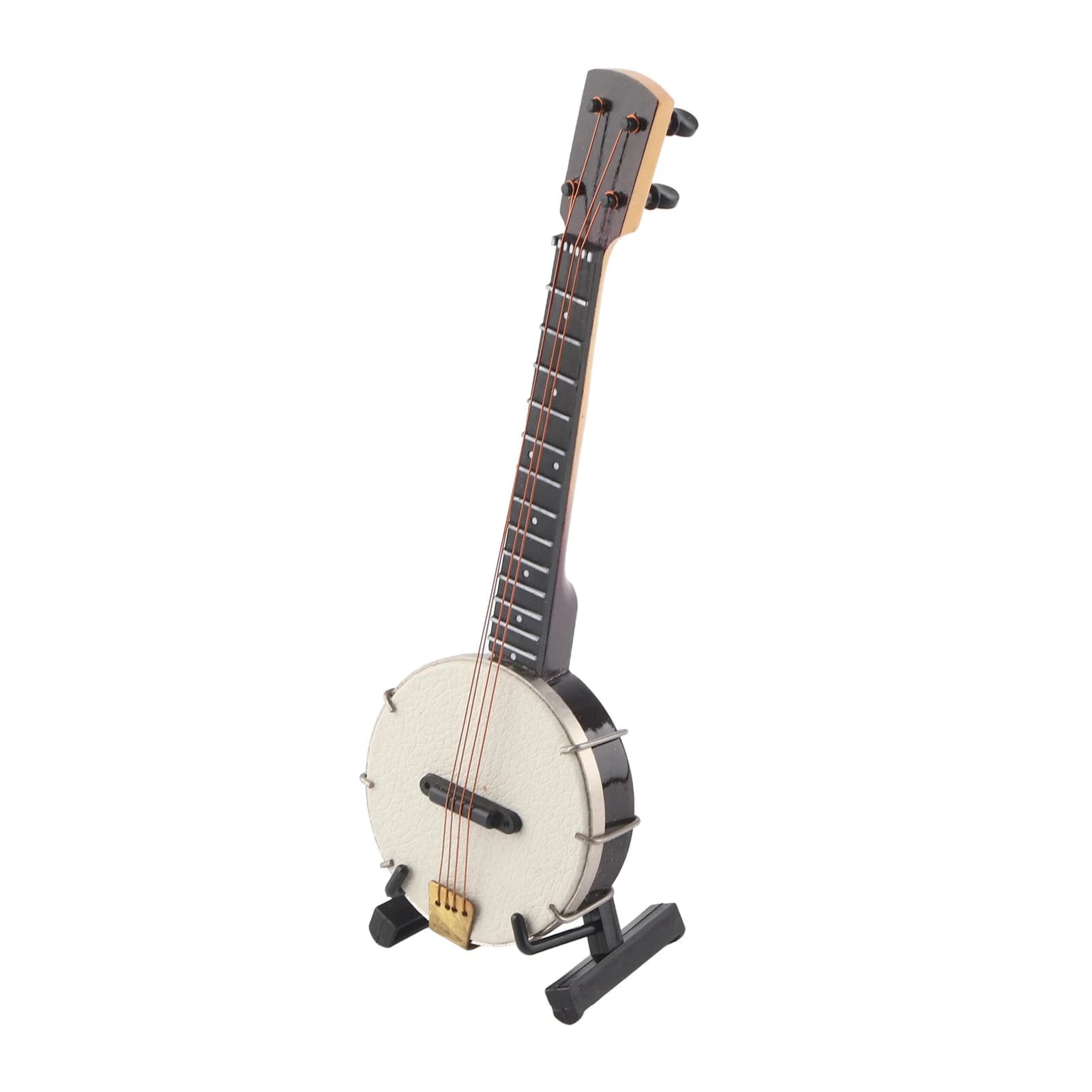 Miniatuur Banjo Model Levensechte Glad Oppervlak Mini Muziekinstrument Ornament Met Beugel Opbergdoos Voor Cadeau Speelgoed Decoratie