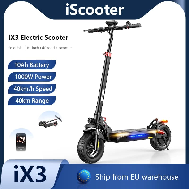 iScooter iX3 Elektrische Scooter 10Ah 800W Motor E-Scooter 30-40km Bereik 40km/u Snelheid Dubbele Schijfremmen Opvouwbaar Off-Road Scooter App