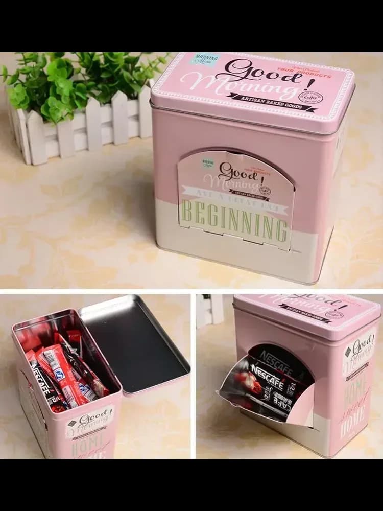 Creatieve Tin Koffie Opbergdoos Snacks Snoep Organisator Home Decor Metalen Colletable Box Snack Koekjes Container