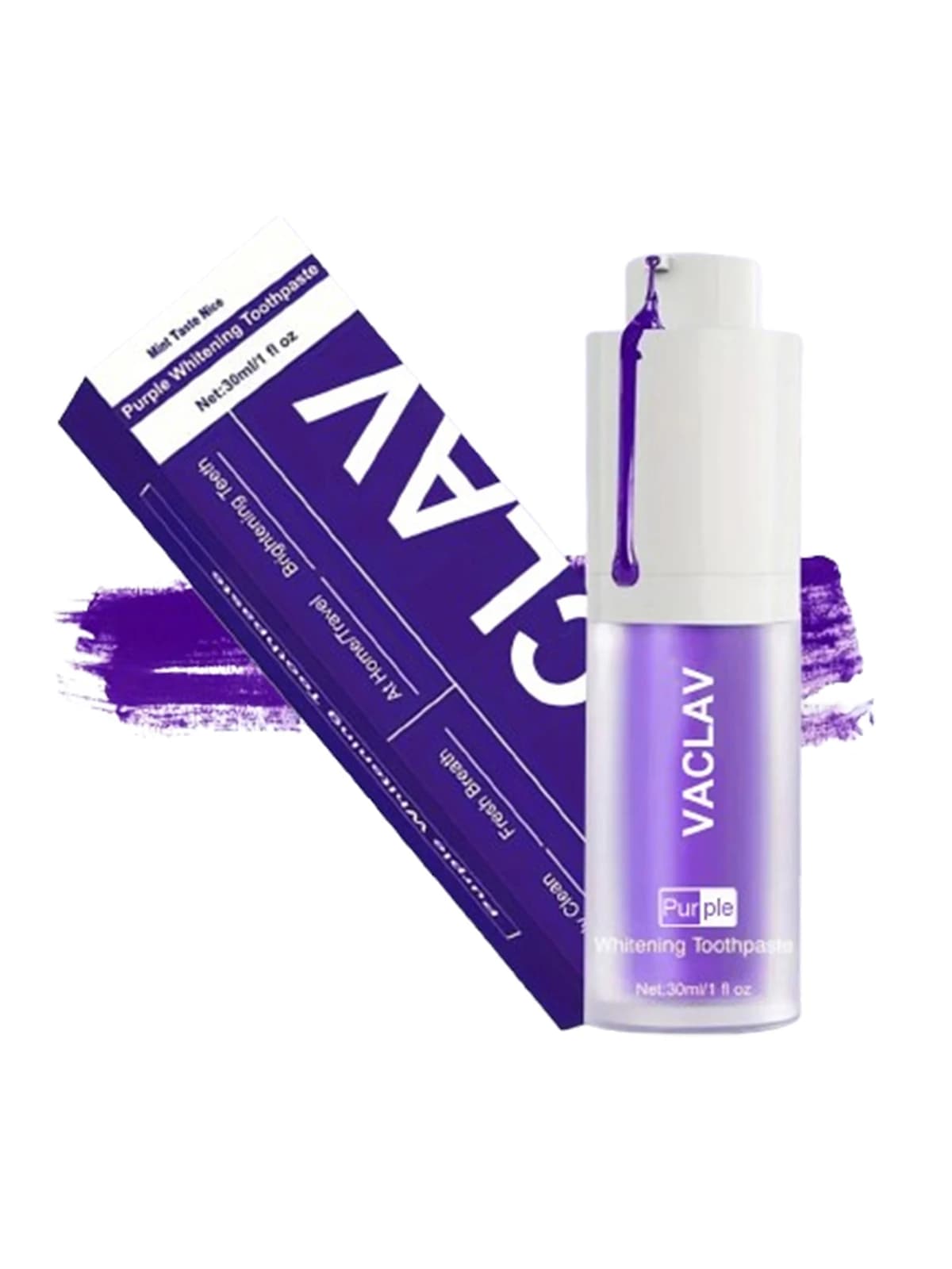 Vaclav Paarse Tandpasta Tanden Whitening Schone Kleur Corrector Tandvlekken Verwijderen Tandverf Booster Helderheid Verminder Geel