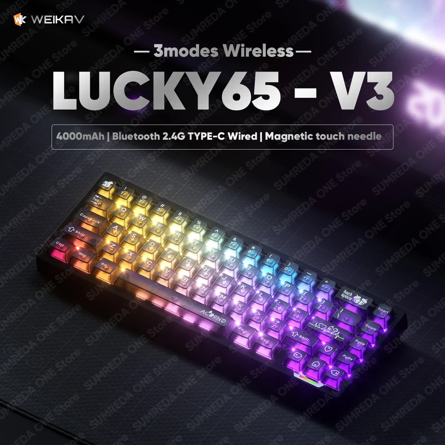 Weikav Lucky65 V3 NUT65 Sugar65 Lucky65 V2 Draadloos aluminium mechanisch toetsenbord Kit RGB Bluetooth Bedraad gaming Hotswap-toetsenbord