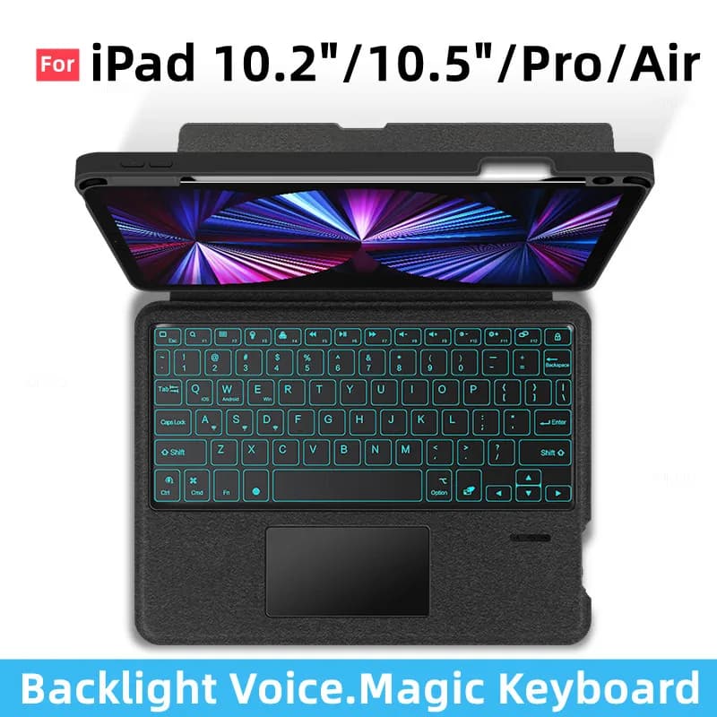 Smart Keyboard Magic voor iPad 10.2 inch 9e 8e 7e generatie, Pro 11 12.9, Air 5e 4e generatie, Air 3 10.5, Russisch Spaans Spraak Magnetische Case