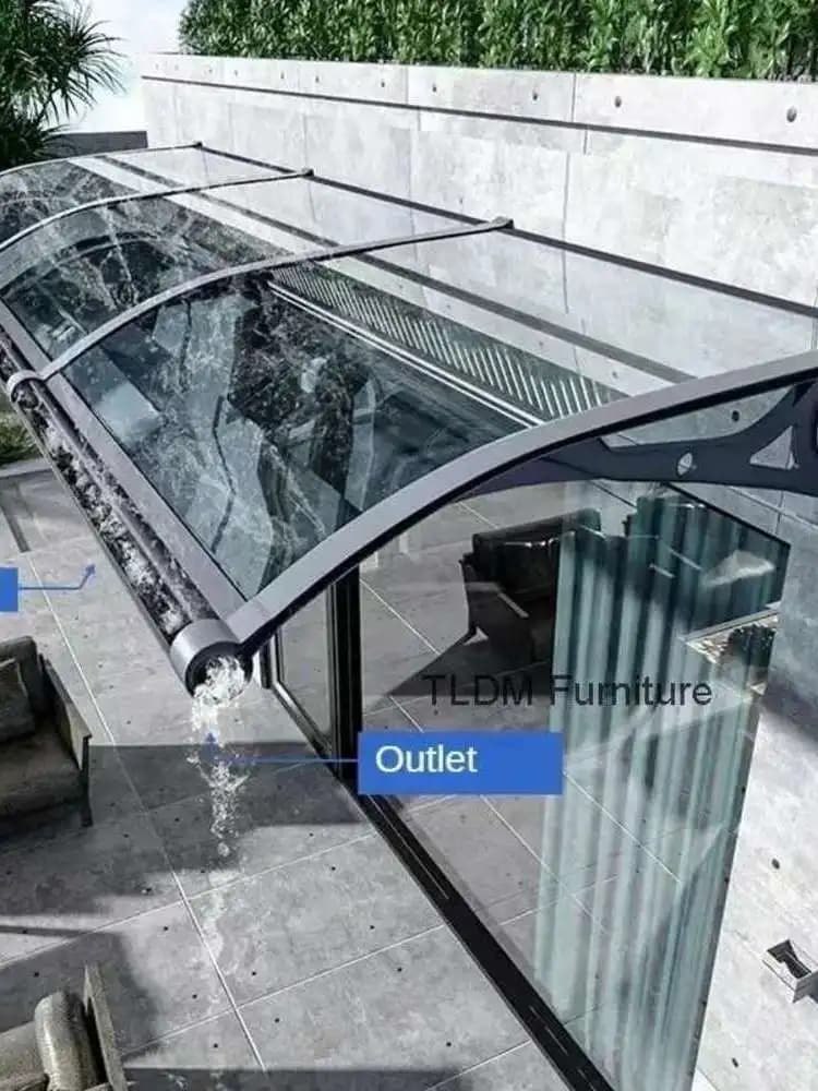 Creatieve luifel van aluminiumlegering voor buiten Stille regenluifels Moderne minimalistische huishoudelijke waterdichte luifel voor binnenplaats