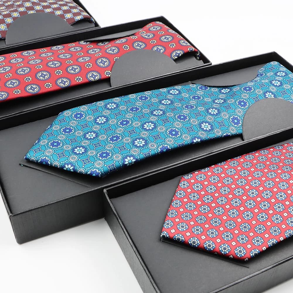 Herenmode Zijden Stropdas Met Doos Zachte Nieuwigheid Stropdas Blauw Groen Oranje Kleur Stropdas Voor Mannen Dot Bloemen Strikje Bruiloft