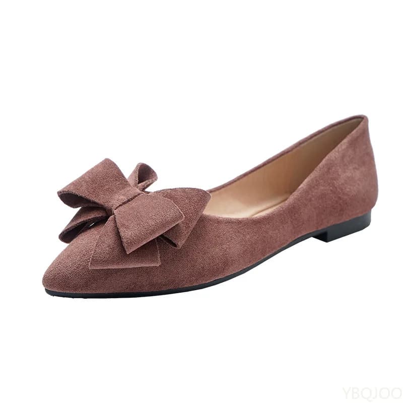 Grote Maat Lente Boog Flats Schoenen Vrouw Vlinder-Knoop Balletten Kantoor Schoenen Puntschoen Ondiepe Slip Op Opvouwbare Ballerina