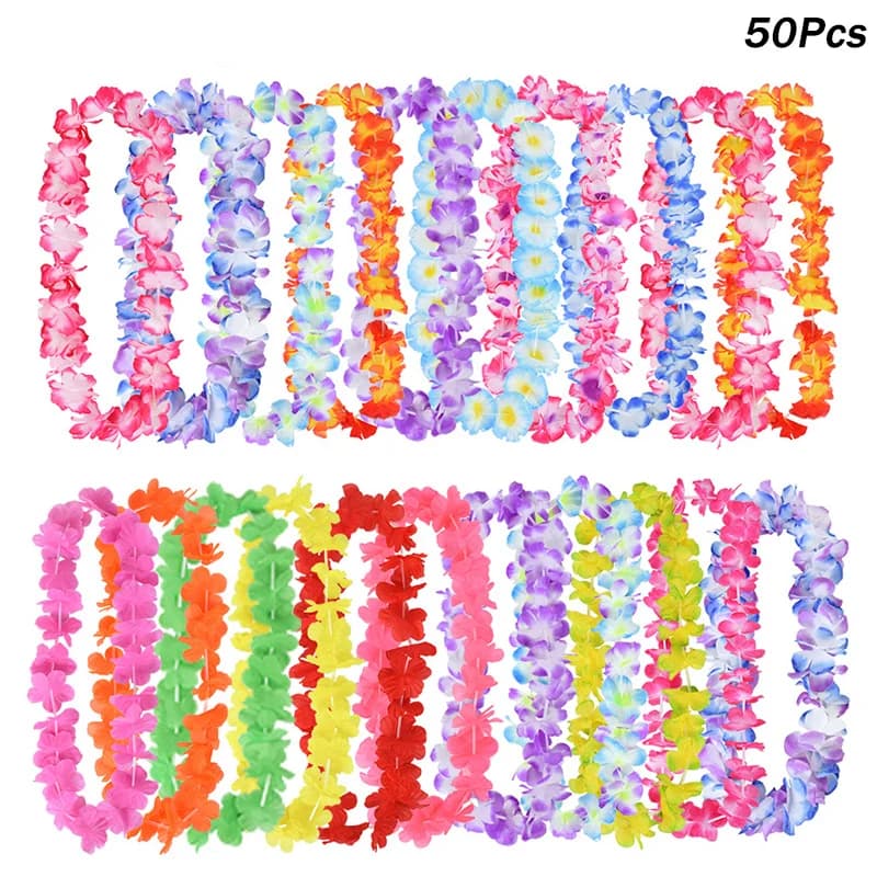 10/20/50pcs Hawaiiaanse Bloem Krans Ketting Zomer Tropische Verjaardagsfeestje Decoratie Luau Bruiloft Kunstbloem Garland Lei
