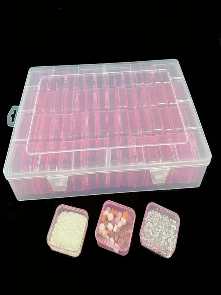 64-delige multifunctionele transparante plastic opbergdoosset met grote capaciteit - draagbare opbergdoos voor kralen, sieraden, kralen