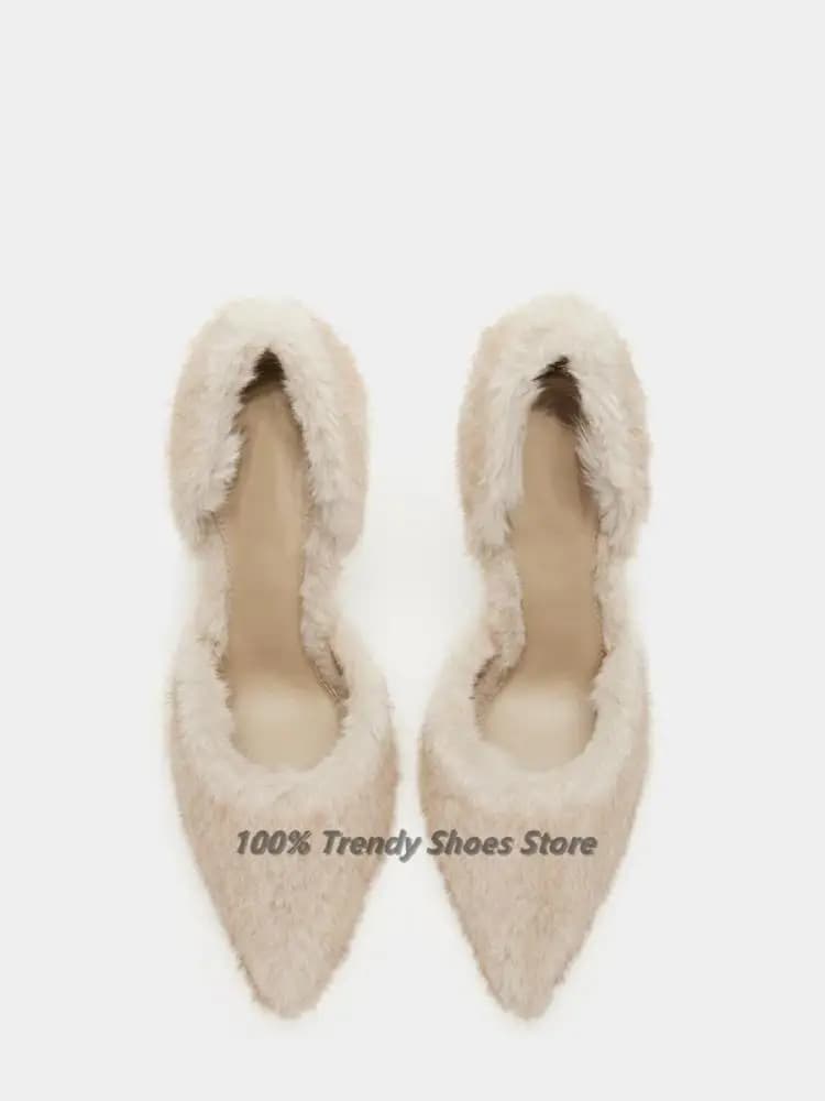 Modieus bont uit één stuk met volgschoenen voor dames, sexy hoge hakken voor modeshows, hete verkopende damesschoenen