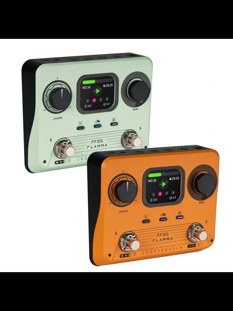 FF20 Drum Machine Looper Gitaareffectpedaal Dubbel pedaal 5 uur Stereo-opname 220 Ritmepatroon Effectprocessor voor elektrische gitaar
