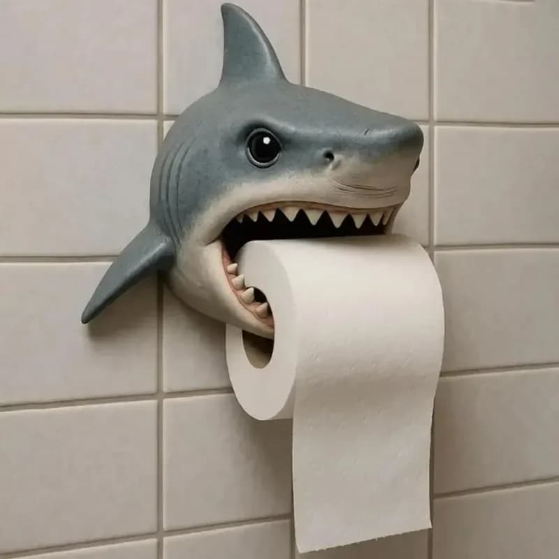 Leuke haai/hond aan de muur gemonteerde toiletrolhouder - duurzame hars badkamer- en keukenpapierrol organisator decor