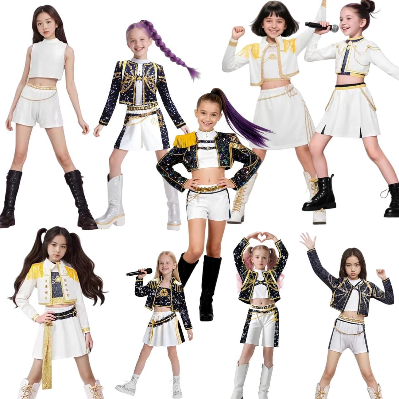 Nieuwe Warrior K Pop Vermomming Rumi Kostuum Zoey Cosplay Mira Kleding Zwart 3D Printing Groep Vrouwen Halloween Kostuums Outfits