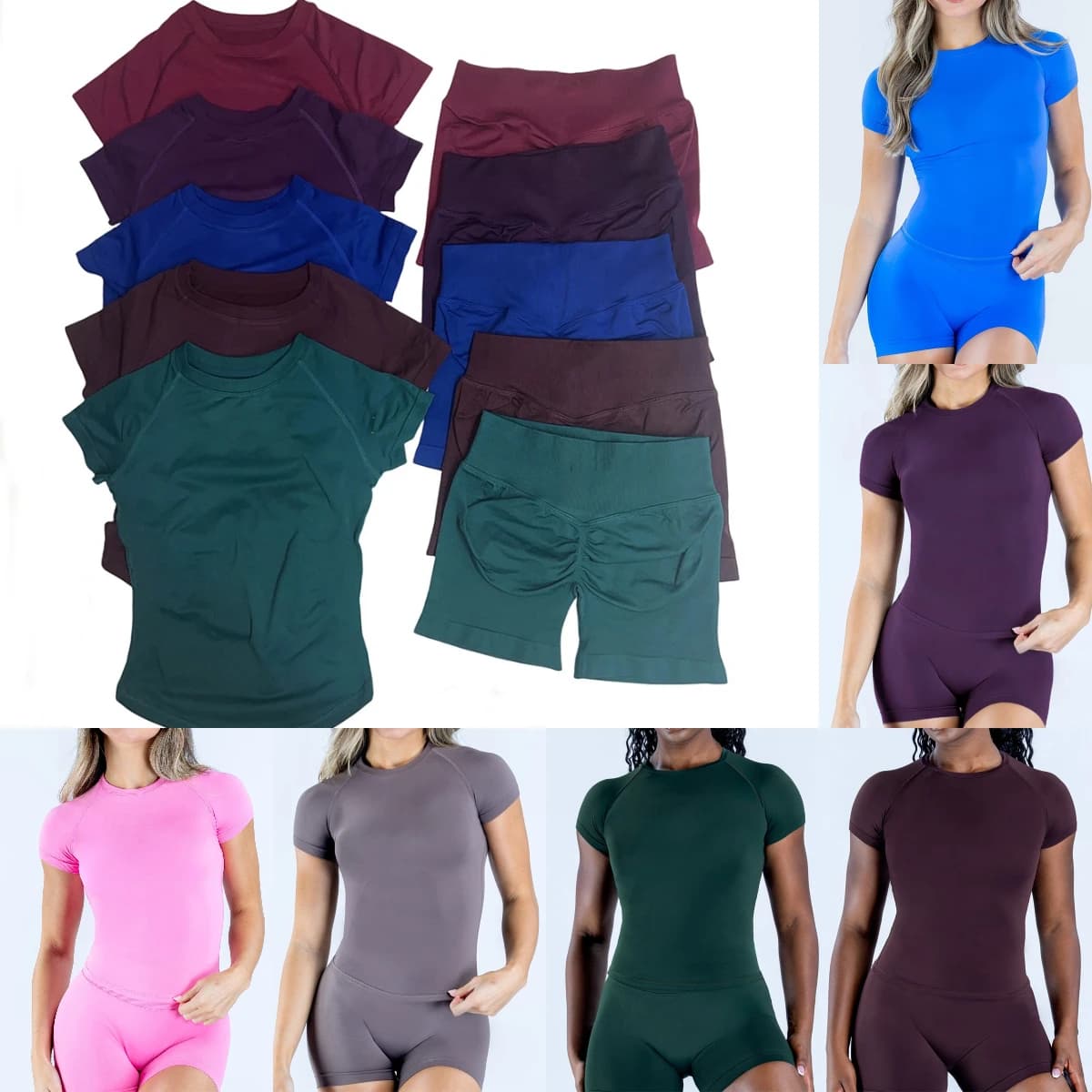 2 stuks DF korte mouw T-shirts gymkleding dames shirts impact top yoga outfits naadloze shorts workout sportpakken fitness set