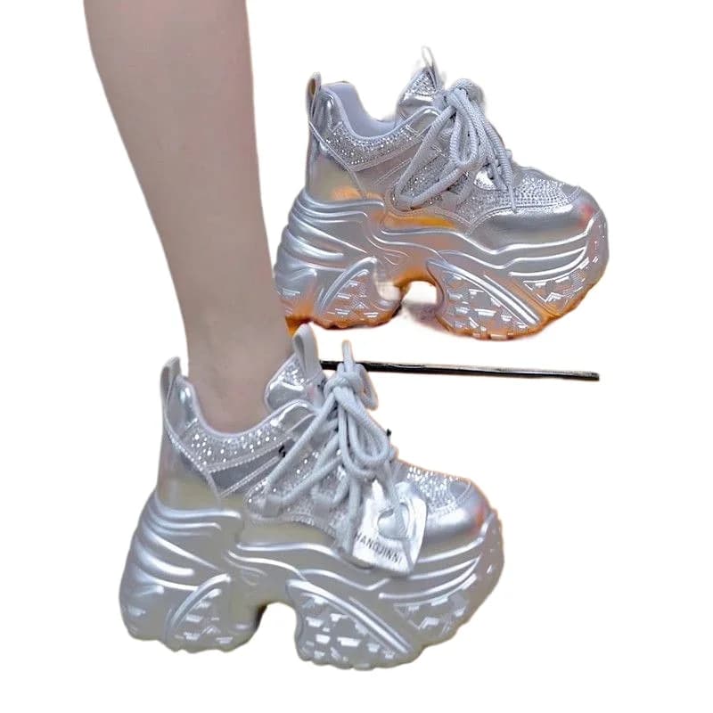 Nieuwe Dames Chunky Sneakers Mode Glitter Casual Schoenen voor Vrouwen Comfort Zachte Zool Wandelschoenen Designer Schoenen Zapatillas Mujer