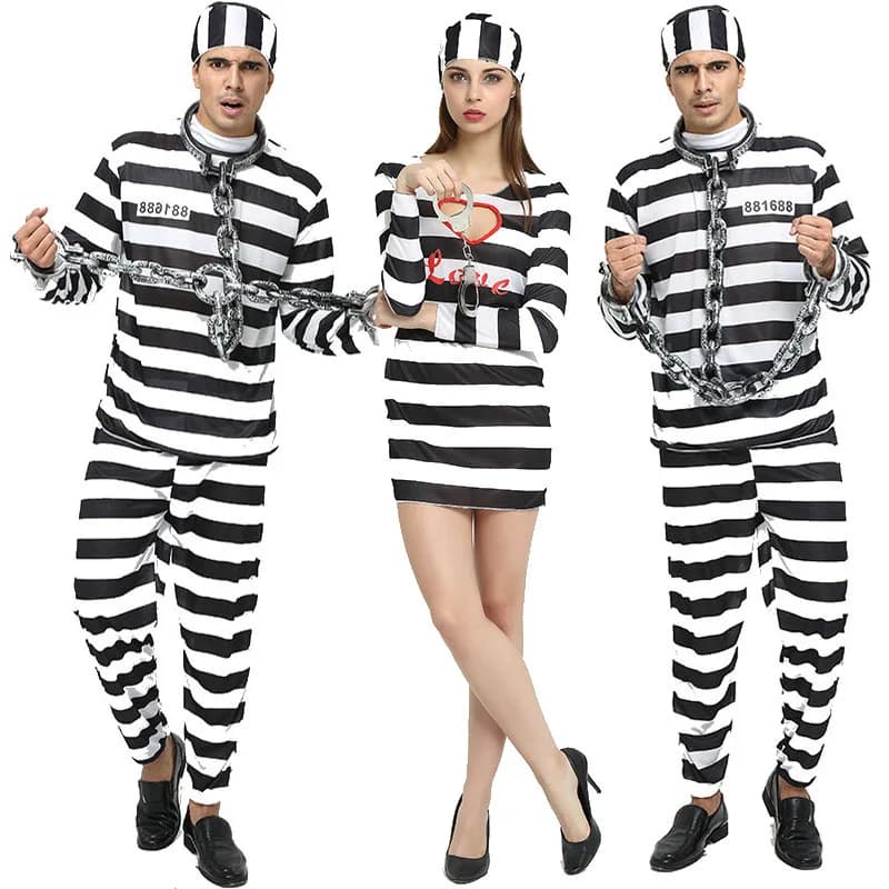 Volwassen gevangene kostuum oranje gevangene jumpsuit Jailbird outfit voor Halloween oranje gevangene kostuum mannen gevangenis jumpsuit kostuum