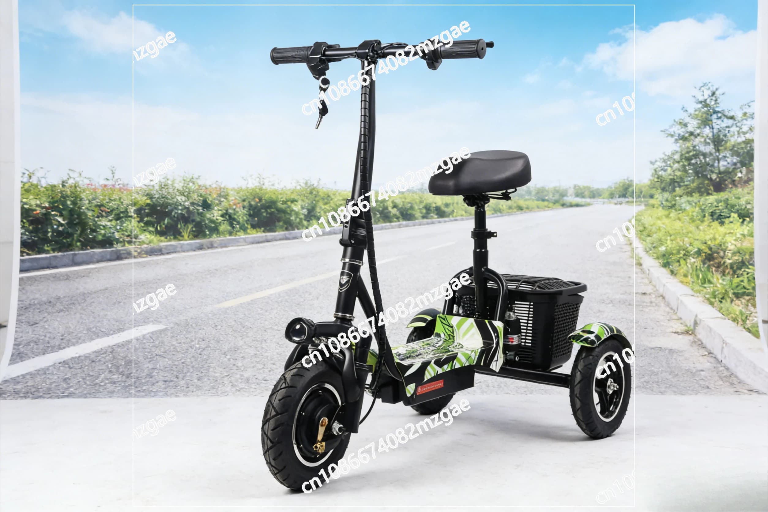 Opvouwbare elektrische driewieler voor volwassenen, lithiumbatterij mini-scooter voor ouderen