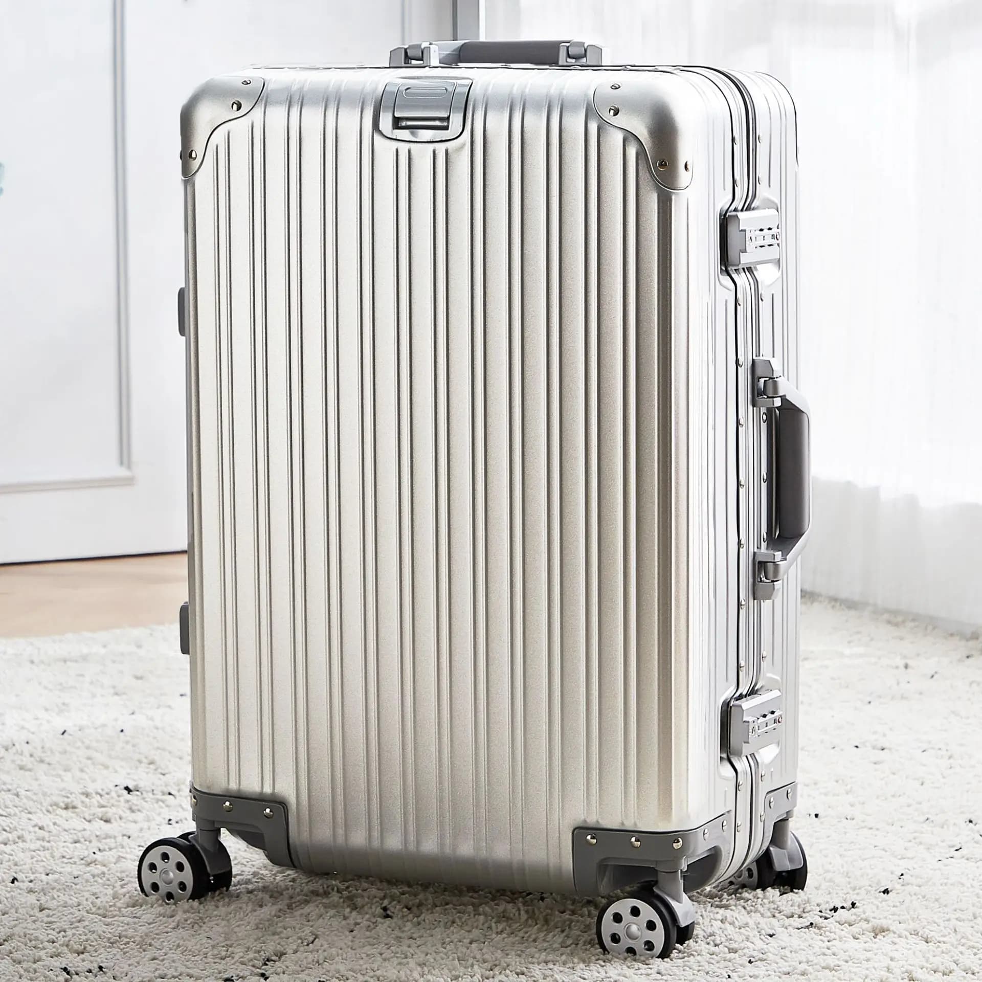 100% aluminium-magnesiumlegering reiskoffer Hoge kwaliteit rolbagage 20/24/26/29 '' Trolleybagage Handbagage Cabinekoffer