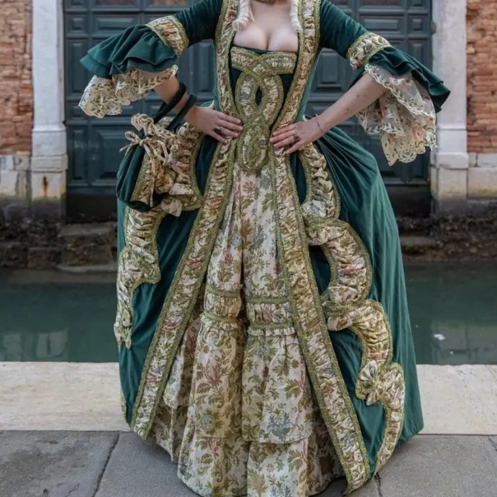 Jaren '20 Koningin Barok Rococo Fluwelen Jurk Victoriaanse Georgië Hertogin Wandelkostuum Marie Antoinette Venetië Maskerade Baljurk