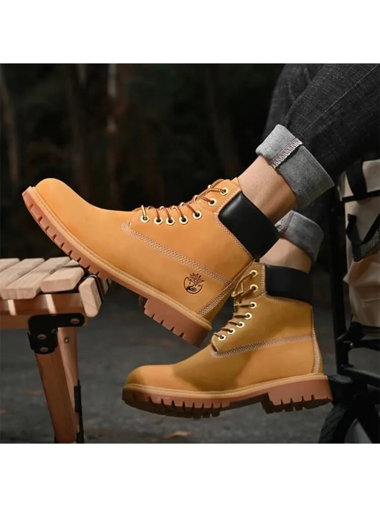 Laarzen Heren Hoge laarzen Leren herenschoenen Wintermode Pluche warme schoenen Outdoor Sneakers Veterschoenen Antislip enkellaarsjes Heren