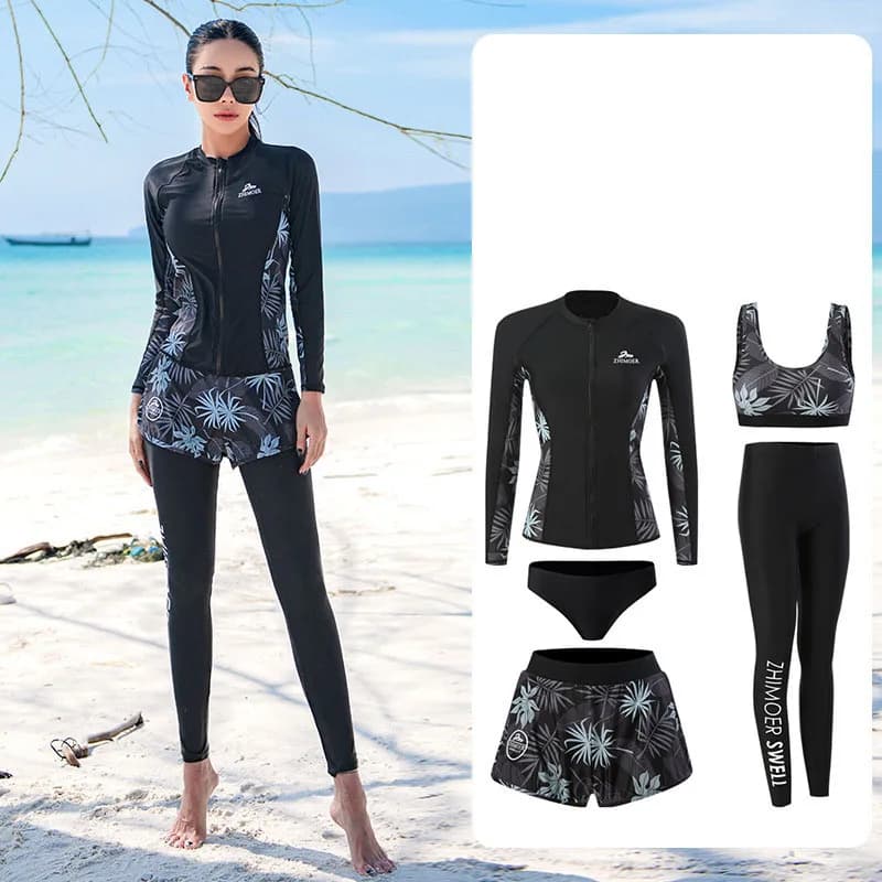 Dames 5-delig volledige set met lange mouwen Rash Guard UV-zonbescherming Ritsoverhemd Sportpakken Fitness Yoga Hardlopen Atletische trainingspakken