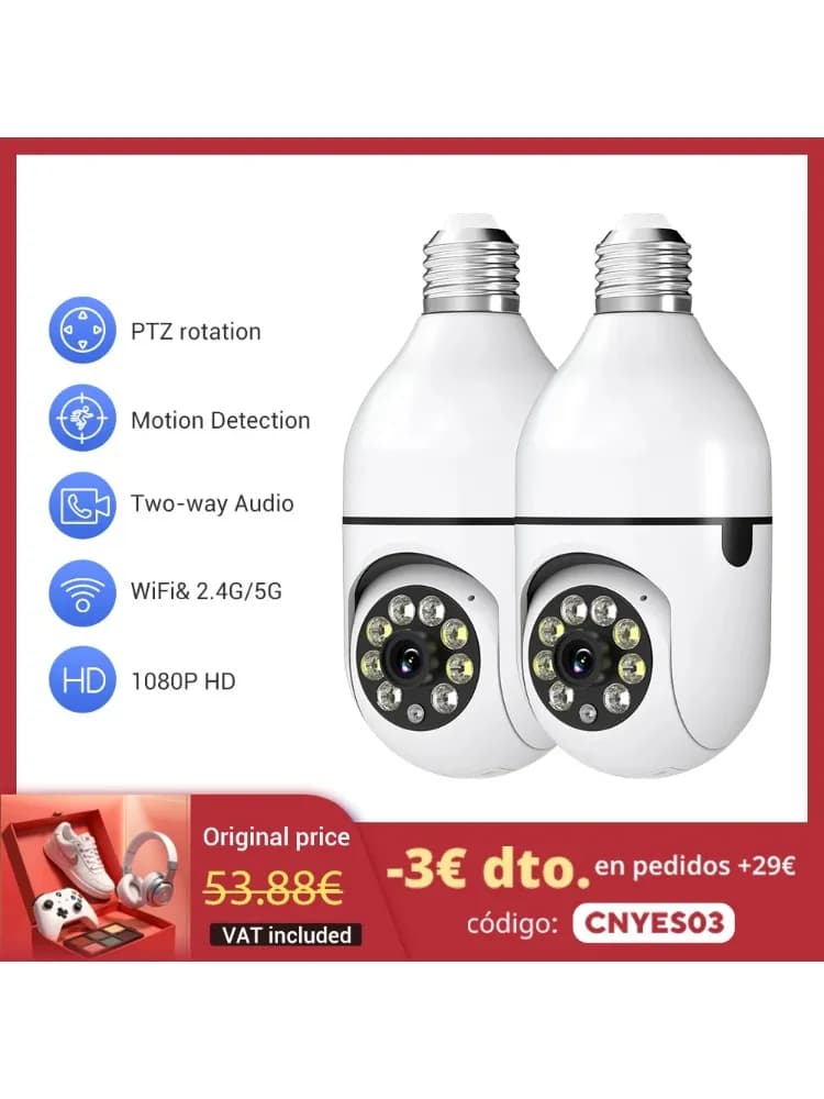 Ease Life APP-Gloeilamp Beveiligingscamera's Draadloze WiFi-camera voor buiten 5 GHz, 360 graden, E27-lichtfitting Schroef-in Securi