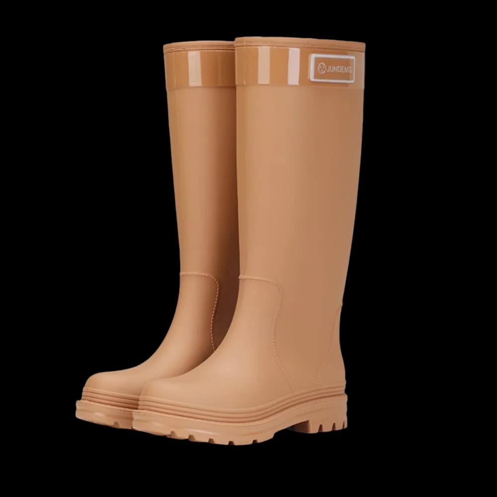 Mode PVC hoge buis regenlaarzen waterdichte antislip outdoor waterschoenen dikke bodem rubberen schoenen regenschoenen voor dames