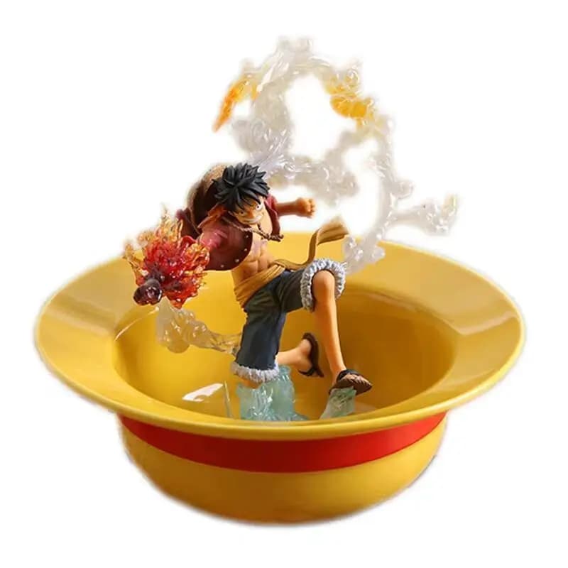 EEN stuk Luffy Strohoed Kom Leuke Ramen Bowl Cartoon Huishoudelijk Keramisch Servies Noodle Bowl Eetstokje Set Ornamenten Kid Gifts