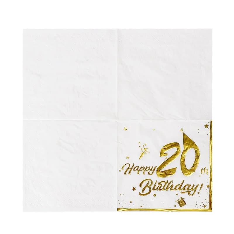 20/40/60/80/100PCS Wegwerp Servies Servetten 18e 20e 21e 30e 40e 50e 60e 70e Gelukkige Verjaardag Feestdecoratie Benodigdheden