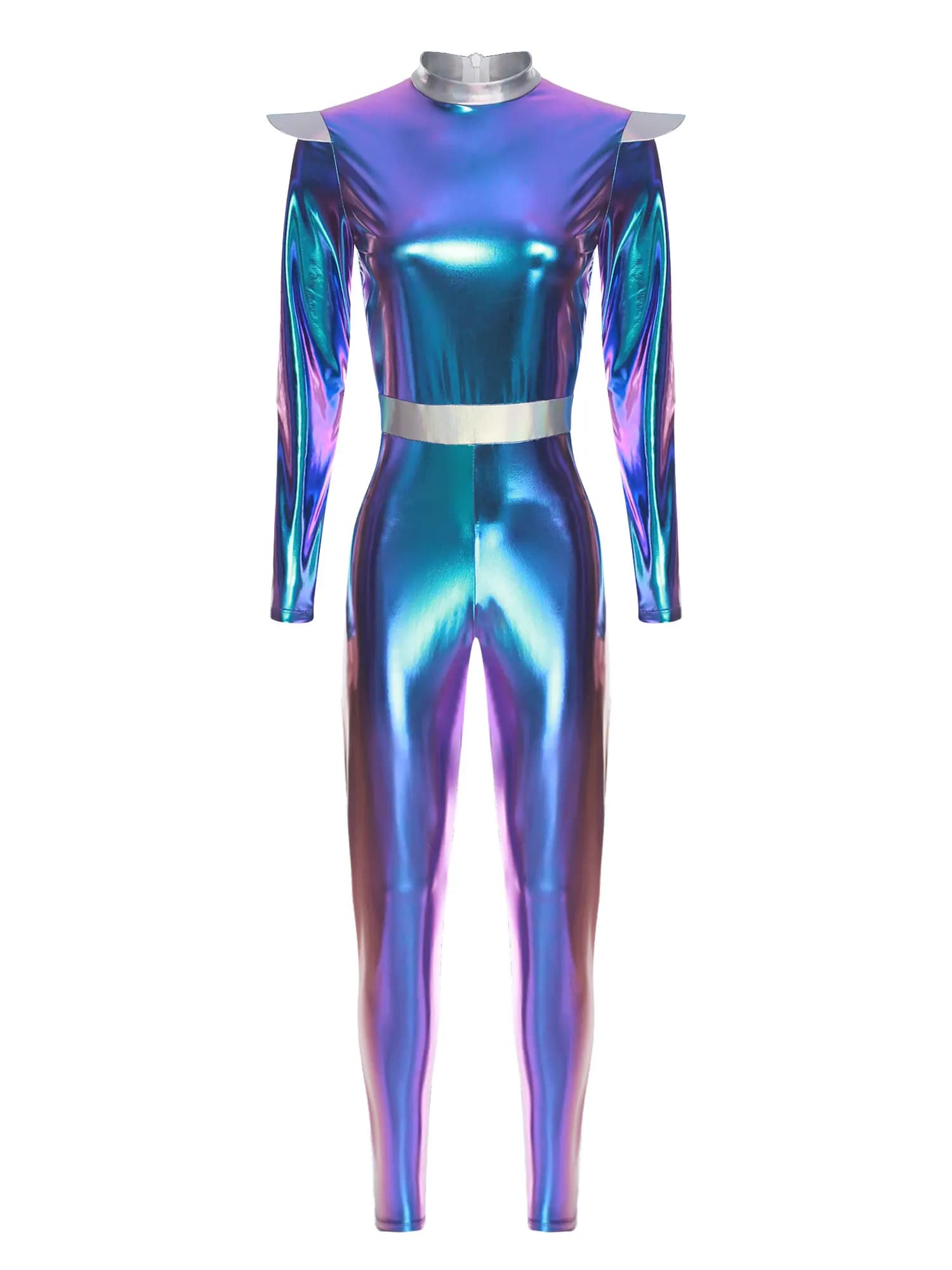 Vrouwen Zilveren Astronaut Kostuum Alien Jumpsuit Pak Ruimte Cadet Jurk Halloween Cosplay Party Dress Up Robot Ruimte Rollenspel Pakken