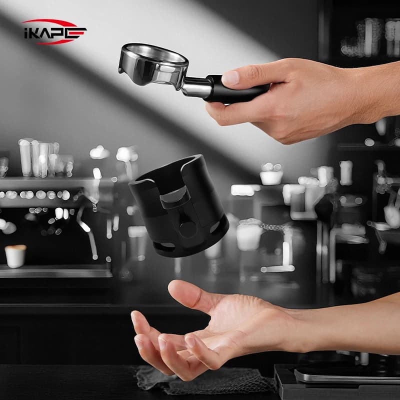 IKAPE Verstelbare Filterhouder Aanstampen, 51/54/58 MM Espresso Aanstampen Station, Met antislip Siliconen Basis, Koffie Accessoires