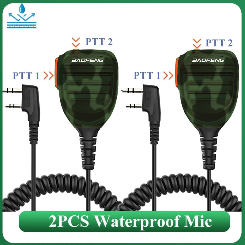 2PCS Baofeng Walkie Talkie Speaker Mic Groothandel Waterdichte PTT Microfoon Voor UV-5RH DM-1701 UV-17 UV-K5 UV-K6 UV18 Pro Radio