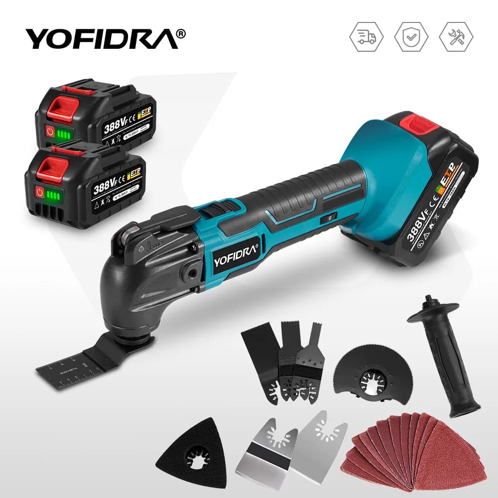 YOFIDRA 6 Speed Draadloze Oscillerende Multi Tool Variabele Multifunctionele Power Tool Met Accessoire Voor Makita 18V Batterij Pin