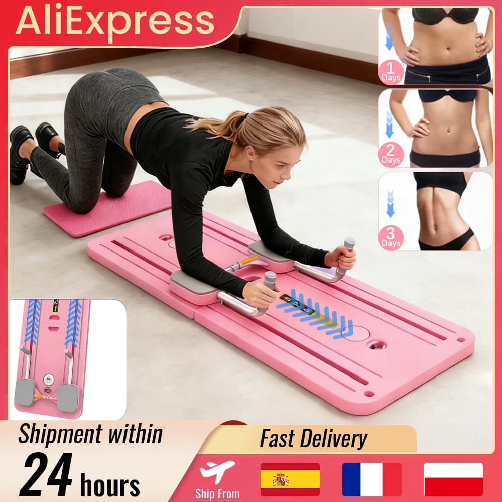 Multifunctionele fitnessplank, buikspierplank, opvouwbare push-up plaat, ab pilates plank, reformer fitness core workout apparatuur