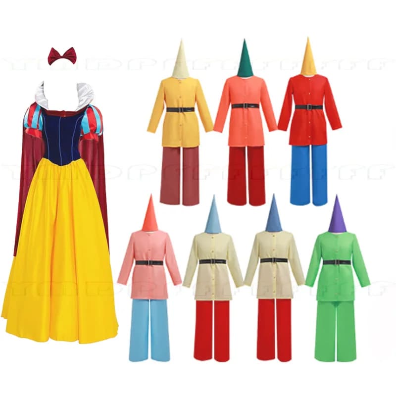 Kerst zes of zeven dwergen COSPLAY set cosplay kostuum sprookjespaleis prinses vrienden toneelkostuum Halloween volwassen jurk