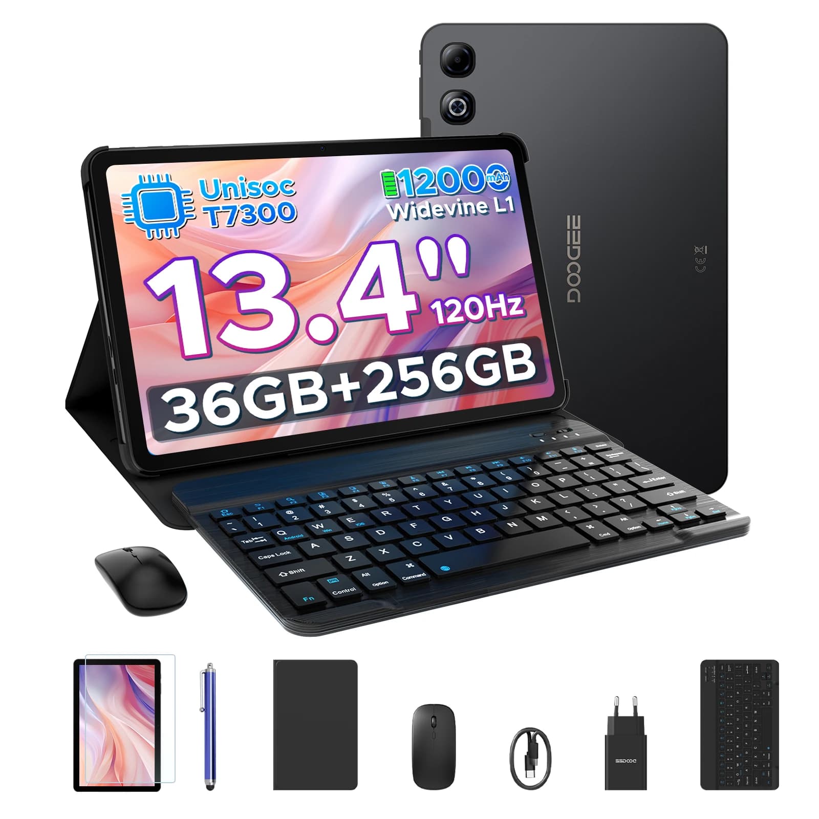 DOOGEE U13 Pro 2-in-1 tablet-pc, 13,4 inch scherm, Android 16, 11000 mAh, 36 GB RAM (6+30), 256 GB ROM, Gemini AI, Widevine L1, Netflix ondersteuning