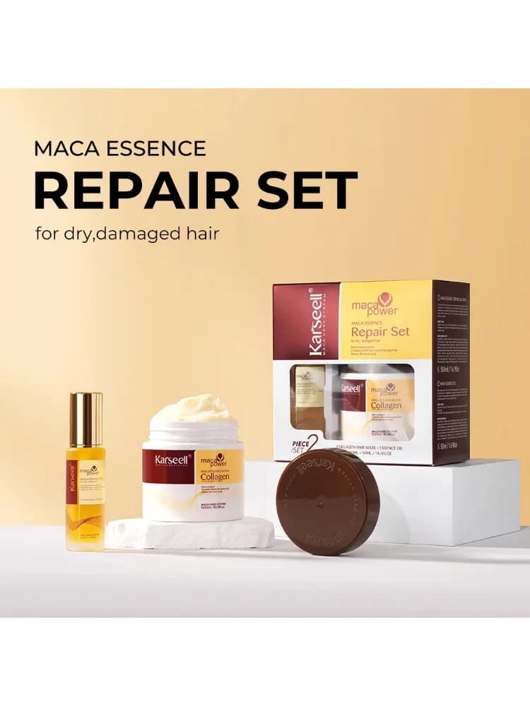 Karseell Haarmasker 500 ml + Arganolie 2 stuks Set Diepe Reparatie Conditioning Haar Serum Collageen Haarbehandeling voor Droog Beschadigd Haar
