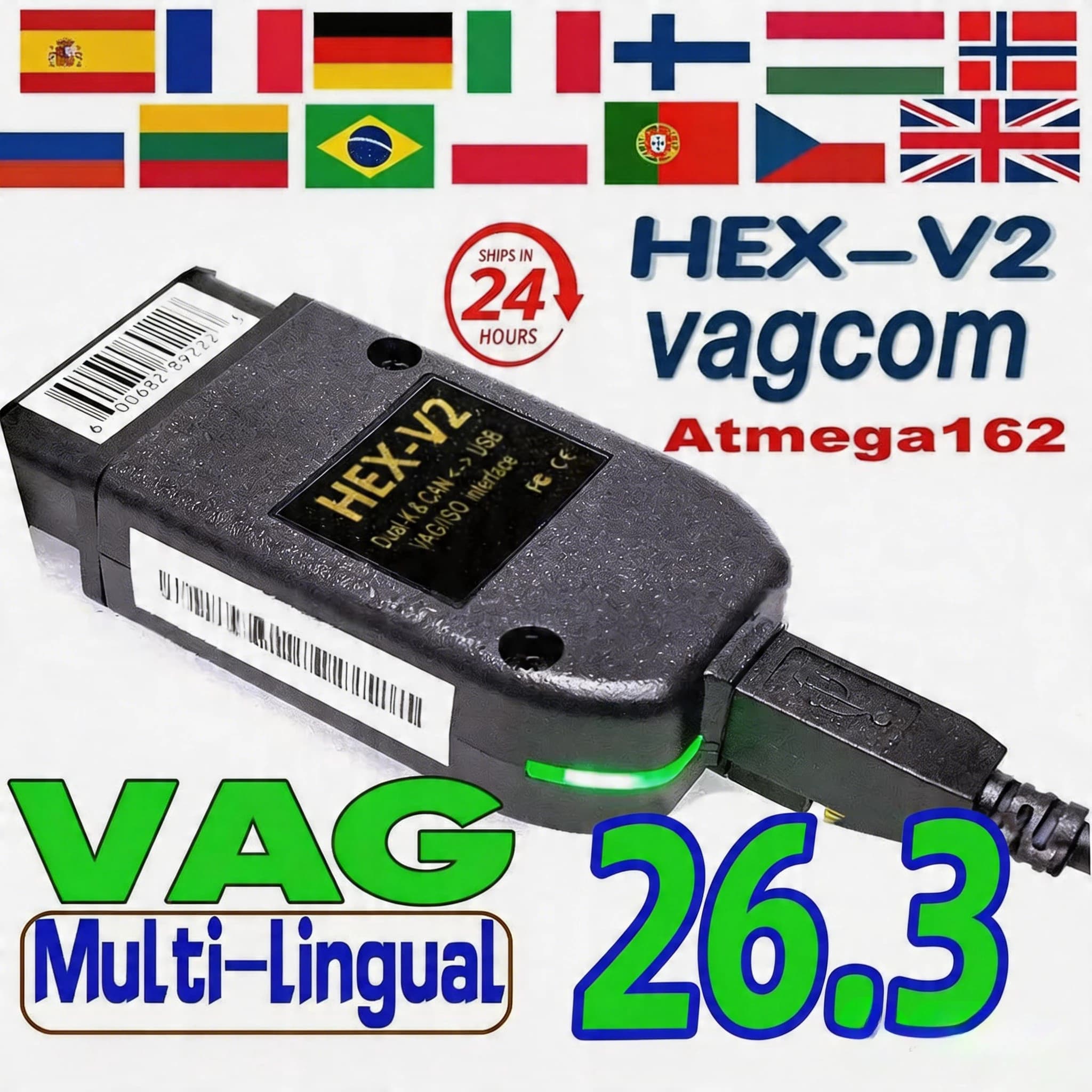 2026 VCDS VAGCOM Interface VCDSCAN HEX V2 Update 26.3 VOOR VW VOOR AUDI Skoda Seat Meertalige Auto Autocom Diagnose Gereedschap